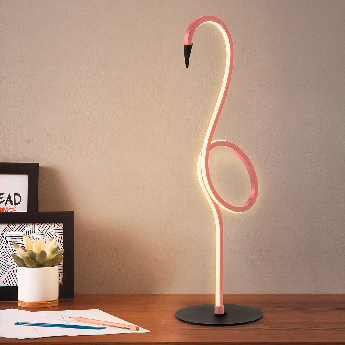 LED-SCHREIBTISCHLEUCHTE Flamingo 15/50 cm   - Pink, Trend, Kunststoff/Metall (15/50cm) - Elstead Lighting