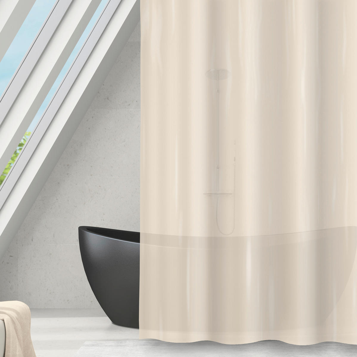 DUSCHVORHANG ROMANA 180/180 cm  - Beige, Basics, Textil (180/180cm) - MSV