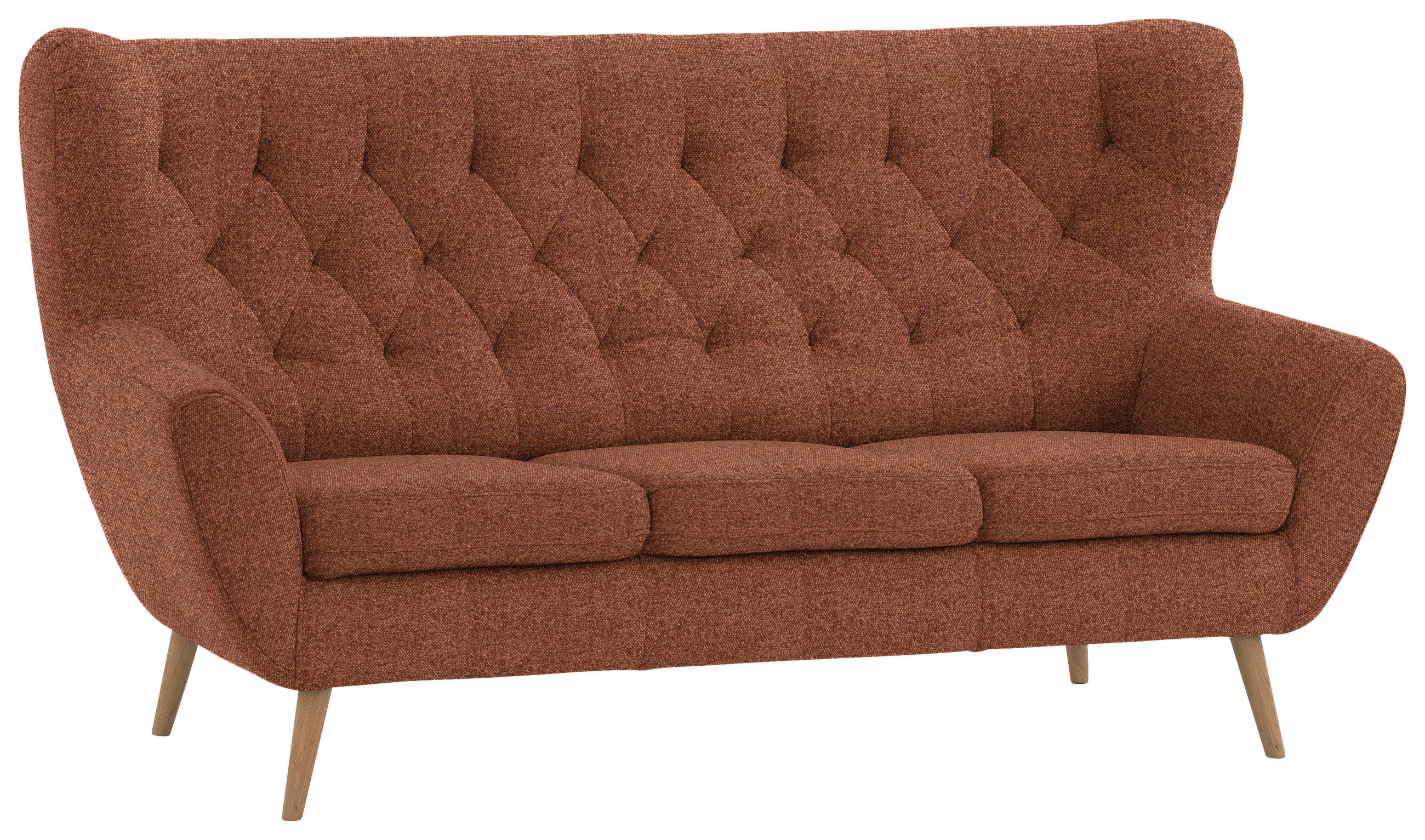 3-SITZER-SOFA in Flachgewebe Rostfarben  - Rostfarben, Design, Holz/Textil (187/101/95cm) - Stylife
