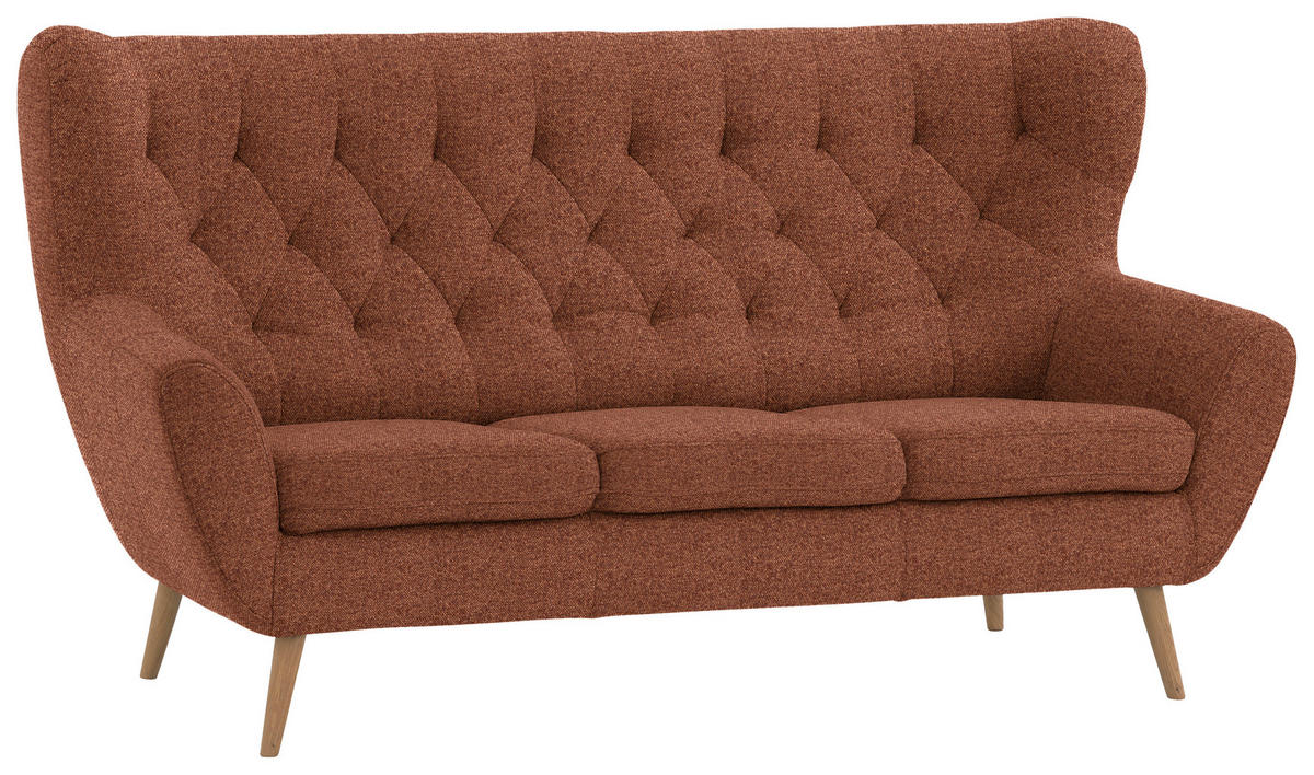 3-SITZER-SOFA in Flachgewebe Rostfarben  - Rostfarben, Design, Holz/Textil (187/101/95cm) - Stylife