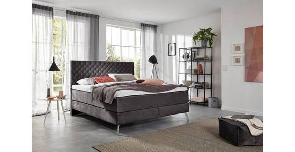 BOXSPRINGBETT 180/200 cm  in Anthrazit  - Chromfarben/Anthrazit, Design, Textil/Metall (180/200cm) - Xora