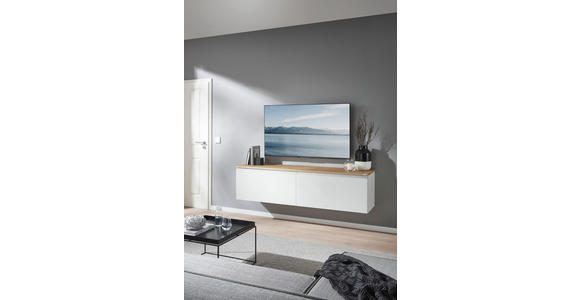 LOWBOARD  180/46/41 cm  erweiterbar, Typenauswahl, Beimöbel erhältlich, umfangreiches Zubehör erhältlich, stehend, hängend  - Eichefarben/Silberfarben, Design, Holzwerkstoff/Kunststoff (180/46/41cm) - Dieter Knoll