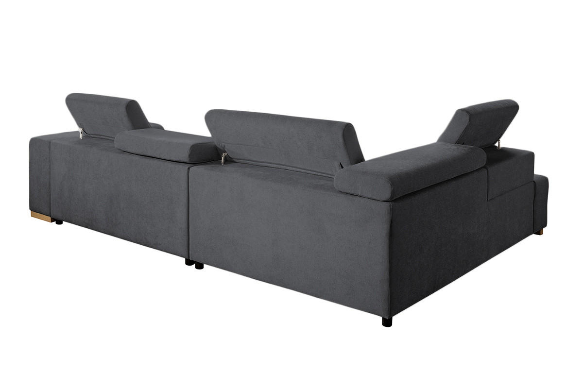 ECKSOFA ELIAS Graphitfarben Chenille  - Graphitfarben/Naturfarben, Design, Holz/Textil (201/307cm) - Livetastic