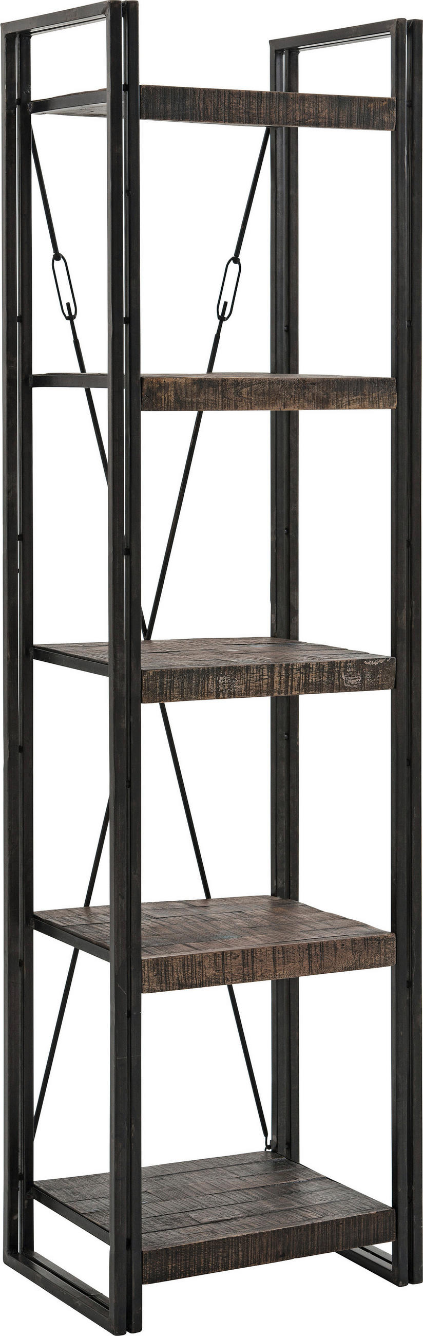 REGÁL, hnedá, oceľ, mangové drevo, 55/200/40 cm - hnedá, Design, kov/drevo (55/200/40cm)