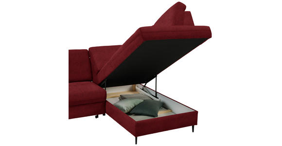 ECKSOFA in Chenille Rot  - Rot/Schwarz, MODERN, Holz/Textil (241/184cm) - Carryhome