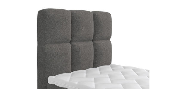 BOXBETT 120/200 cm,  in Dunkelgrau, gepolstertes Kopfteil, Bettkasten, Topper, H3 = fest  - Dunkelgrau/Schwarz, Design, Holzwerkstoff/Kunststoff (120/200cm) - Xora
