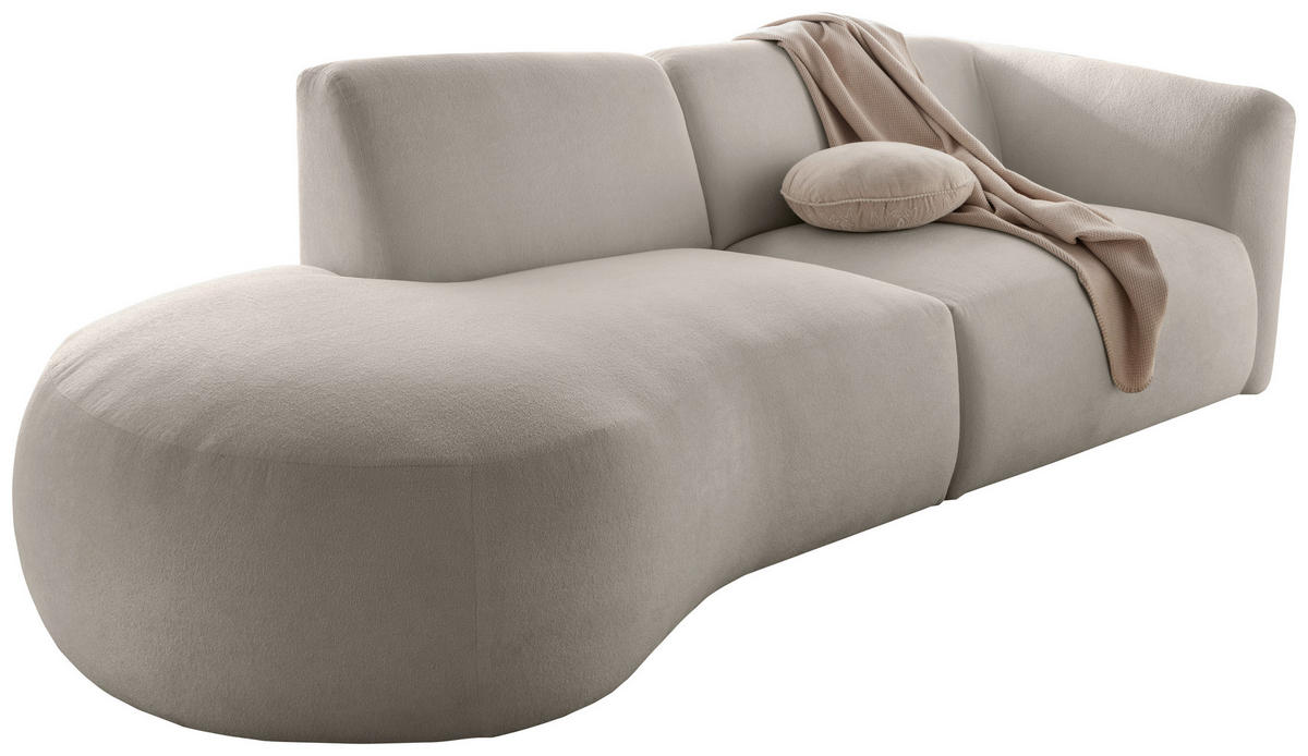 ECKSOFA Jesi Taupe Mikrofaser  - Taupe/Schwarz, MODERN, Kunststoff/Textil (238/107cm) - Livetastic