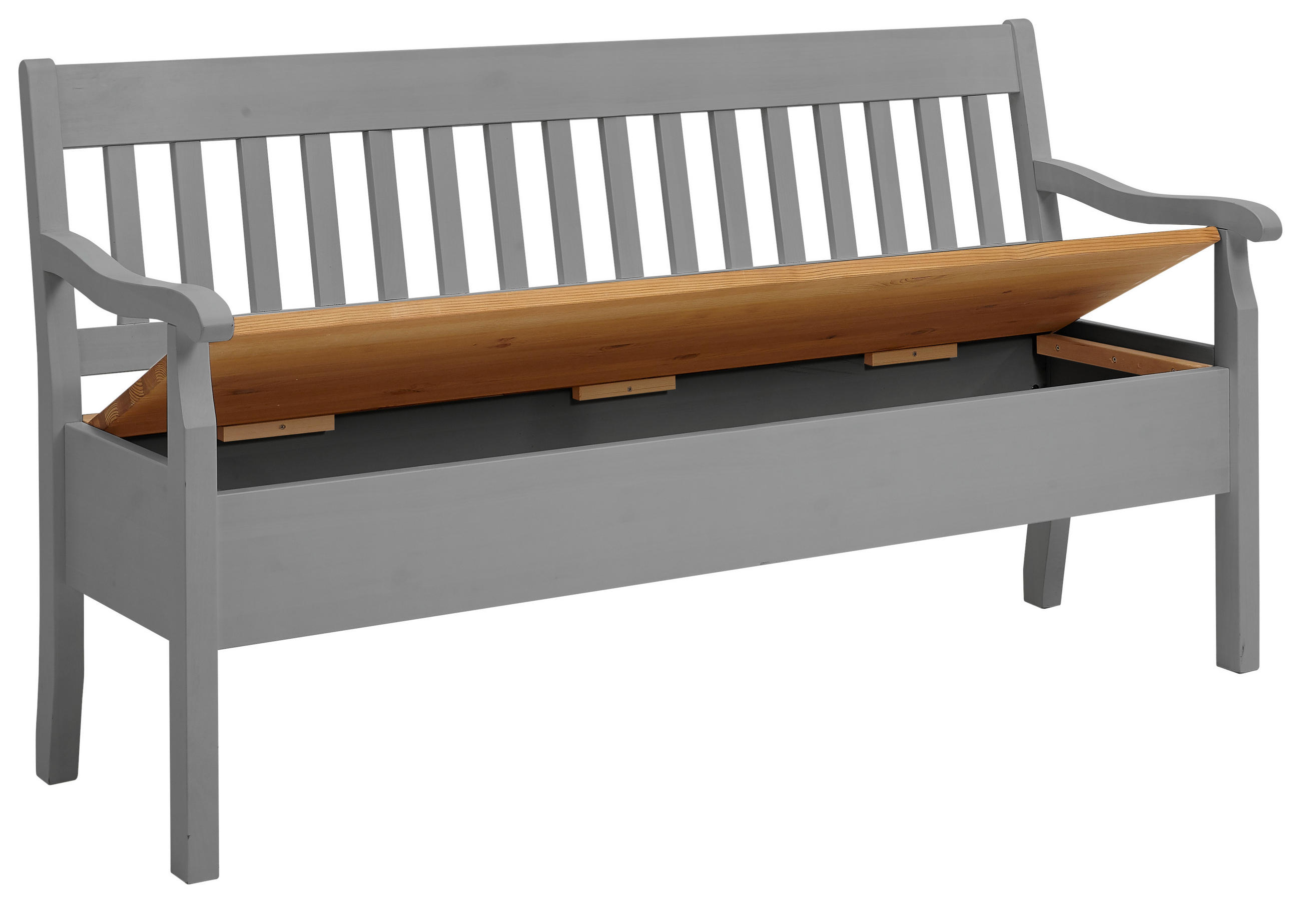 SITZBANK 169/93/58 cm Grau, Laugenfarbig Kiefer massiv  - Laugenfarbig/Grau, ROMANTIK / LANDHAUS, Holz (169/93/58cm) - Boxxx