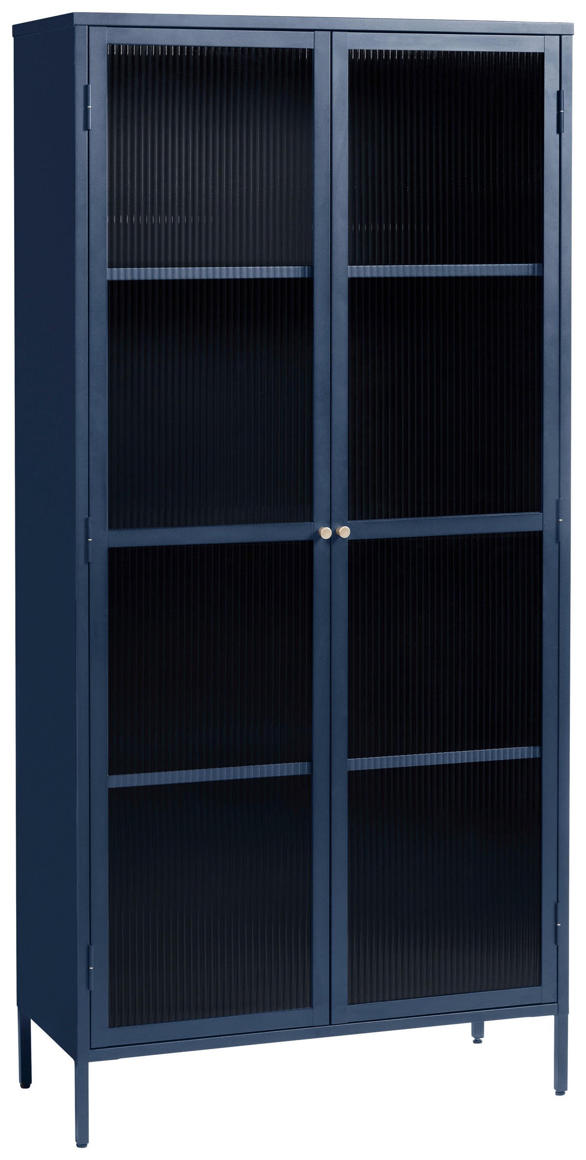 VITRINSKÅP  i guldfärgad, mörkblå  - guldfärgad/mörkblå, Modern, metall/glas (90/190/40cm) - Livetastic