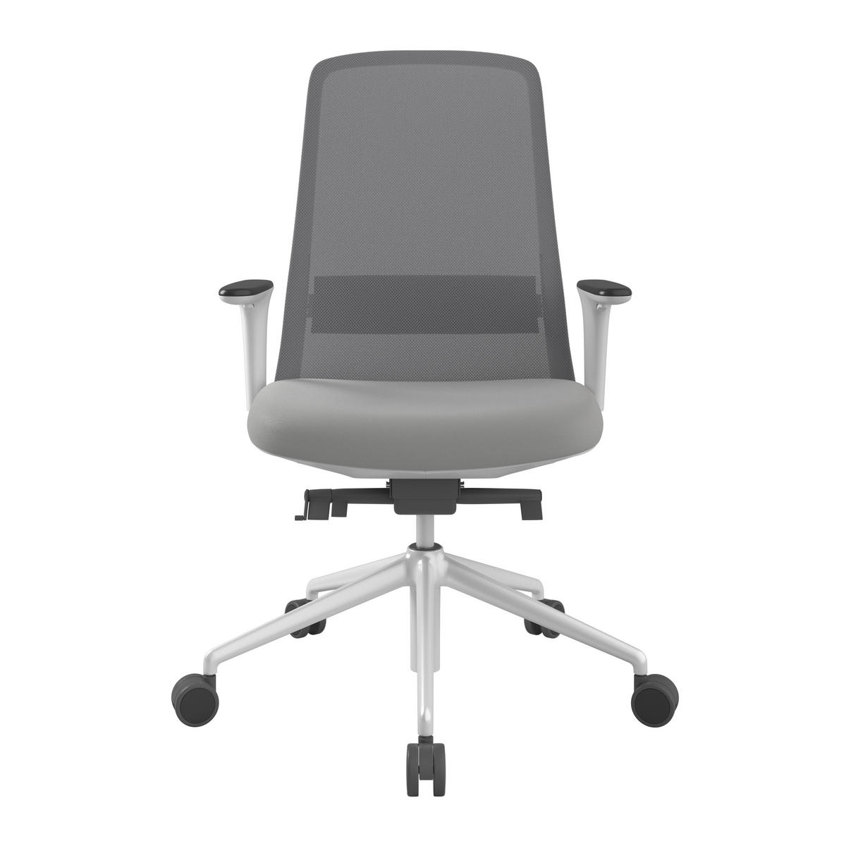DREHSTUHL Grau, Weiß, Hellgrau  - Hellgrau/Weiß, MODERN, Leder/Kunststoff (70/103-115/70cm)