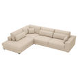 ECKSOFA in Cord Creme  - Creme/Schwarz, KONVENTIONELL, Kunststoff/Textil (250/314cm) - Carryhome