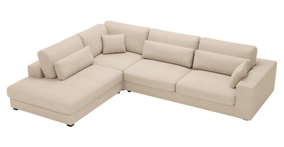 ECKSOFA in Cord Creme  - Creme/Schwarz, KONVENTIONELL, Kunststoff/Textil (250/314cm) - Carryhome