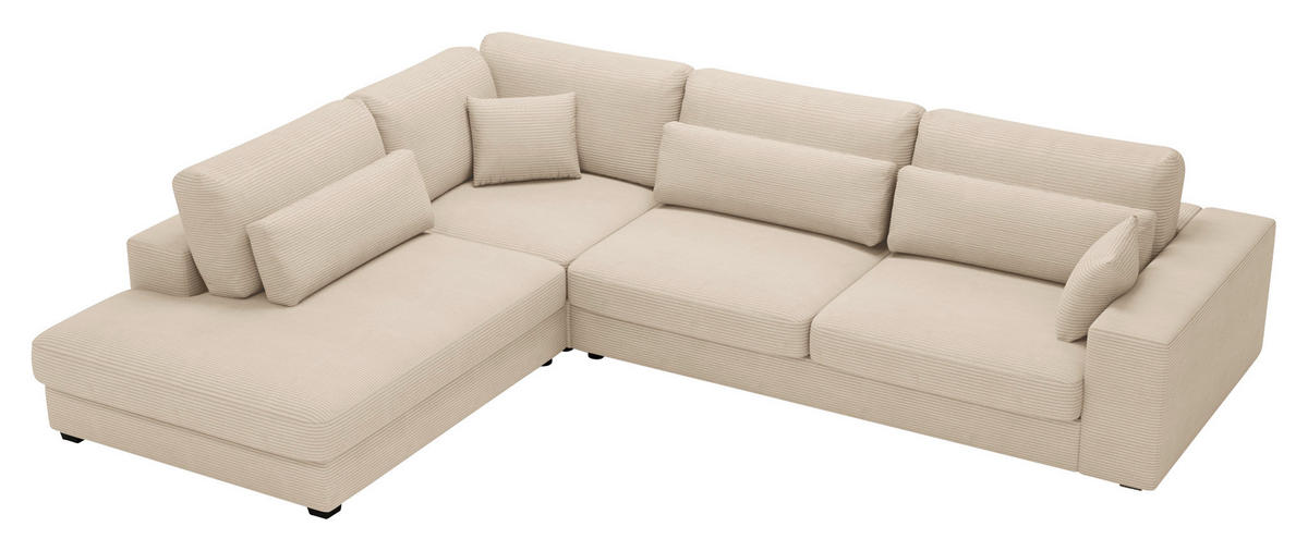 ECKSOFA in Cord Creme  250/314 cm  - Creme/Schwarz, KONVENTIONELL, Kunststoff/Textil (250/314cm) - Carryhome