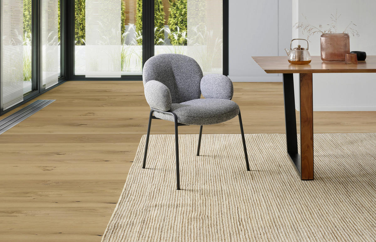 ARMLEHNSTUHL  in Eisen Leinenoptik  - Dunkelgrau/Schwarz, MODERN, Textil/Metall (60/81/61cm) - MID.YOU