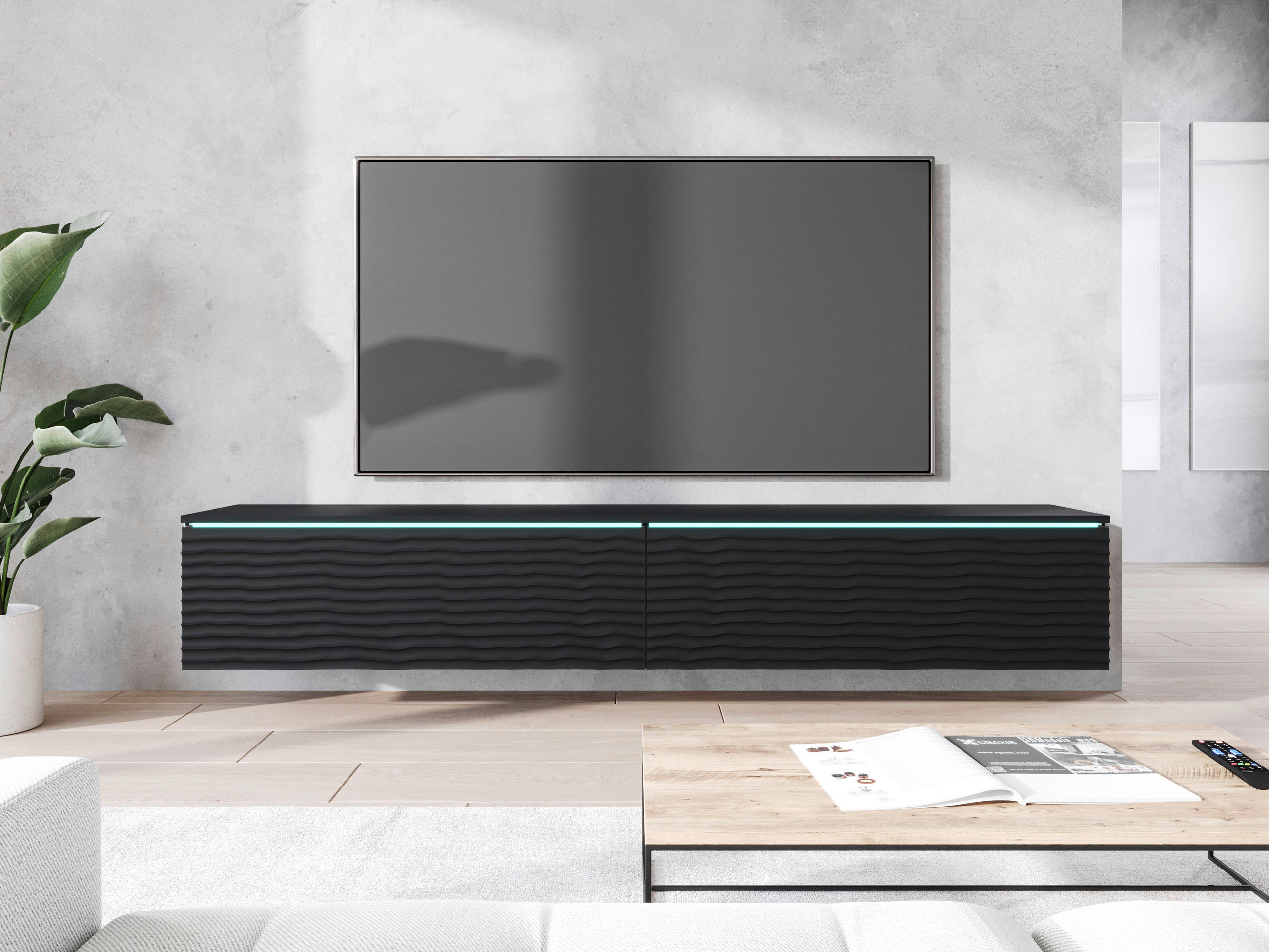 TV-BÄNK Vera  i 180/30/33 cm  - svart/grå, Lifestyle, trämaterial/plast (180/30/33cm) - P & B