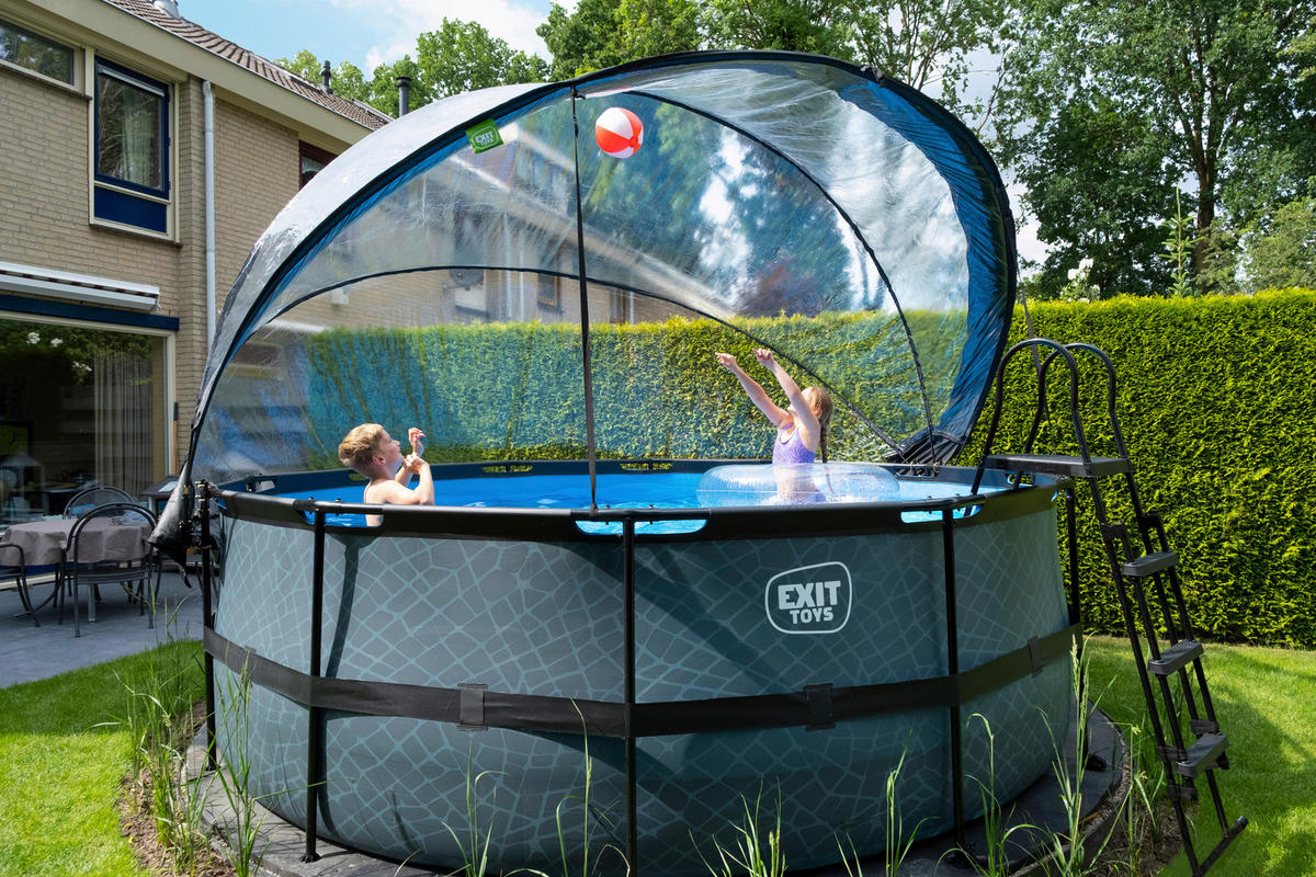 POOL 427/122 cm  - Blaugrau, Konventionell, Kunststoff/Metall (427/122cm) - EXIT Toys