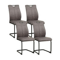STUHL-SET 4 Stück  in Mikrofaser  - Schwarz/Grau, Design, Textil/Metall (43/97/57cm) - Xora