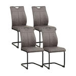 STUHL-SET 4 Stück  in Mikrofaser  - Schwarz/Grau, Design, Textil/Metall (43/97/57cm) - Xora