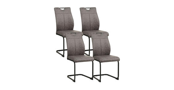 STUHL-SET 4 Stück  in Mikrofaser  - Schwarz/Grau, Design, Textil/Metall (43/97/57cm) - Xora