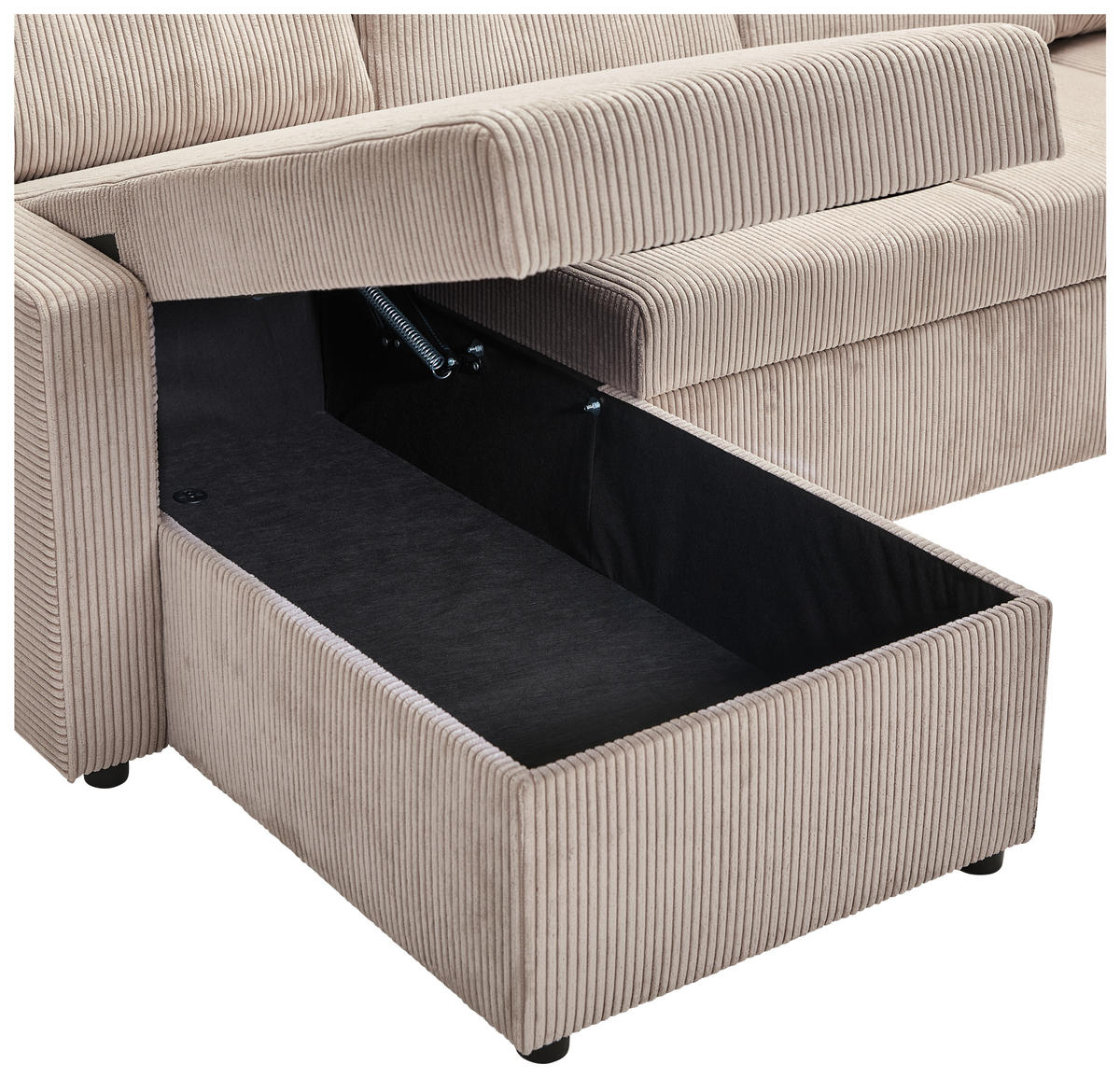 WOHNLANDSCHAFT in Cord Taupe  - Taupe/Schwarz, Konventionell, Kunststoff/Textil (126/293/155cm) - Ti'me