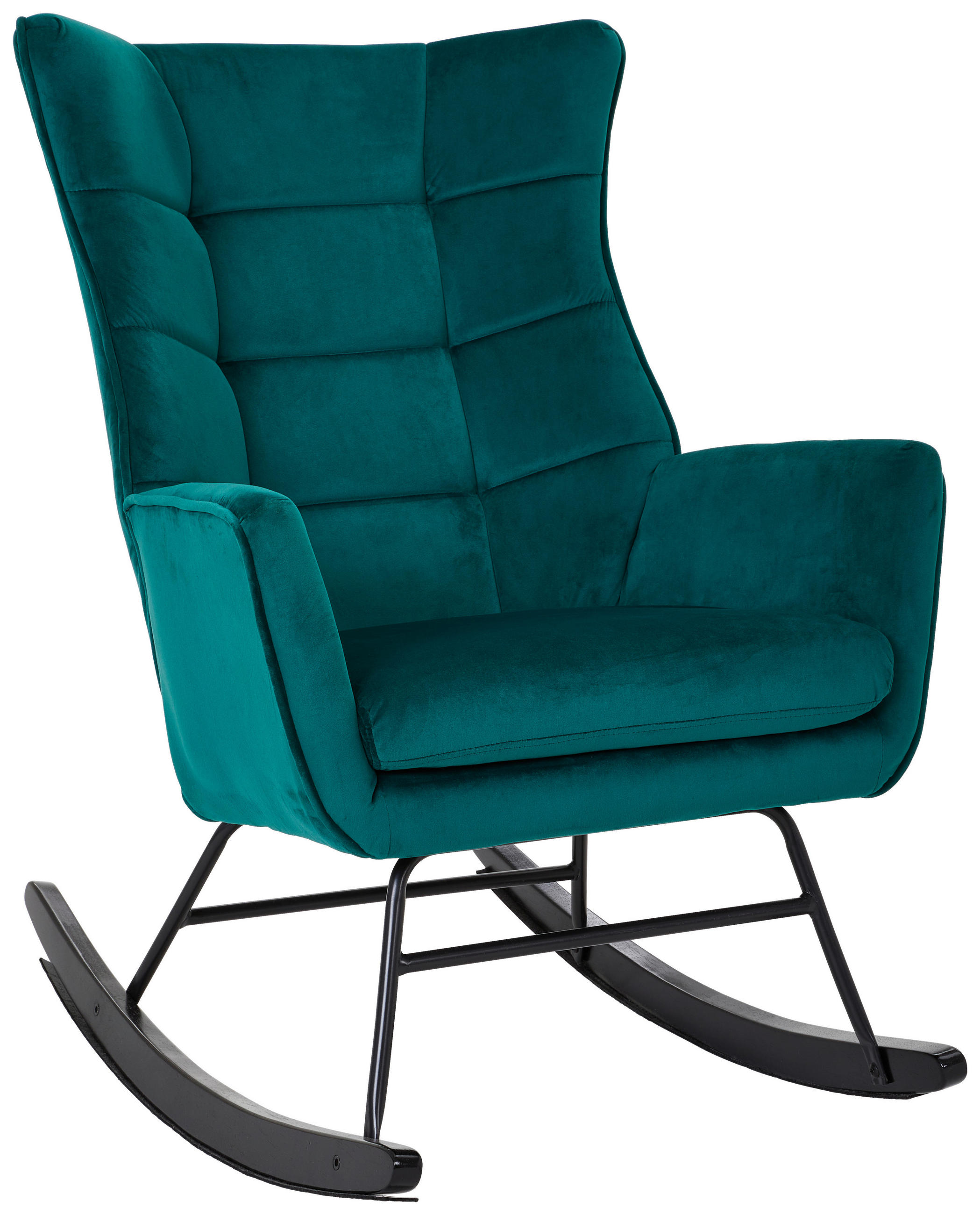 SCHAUKELSTUHL in Samt Grün, Schwarz  - Schwarz/Grün, Trend, Holz/Textil (96/89/68cm) - Xora