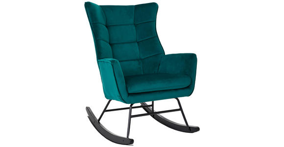 SCHAUKELSTUHL in Samt Grün, Schwarz - Schwarz/Grün, Trend, Holz/Textil (96/89/68cm) - Xora