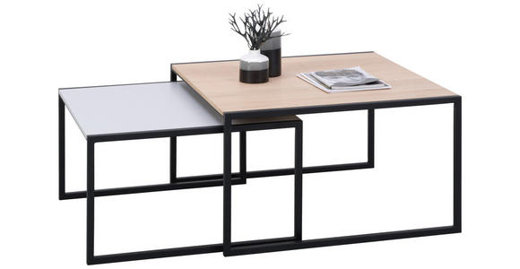 COUCHTISCHSET in Holz, Metall 75/75/42 cm - Eichefarben/Hellgrau, Design, Holz/Metall (75/75/42cm) - Dieter Knoll