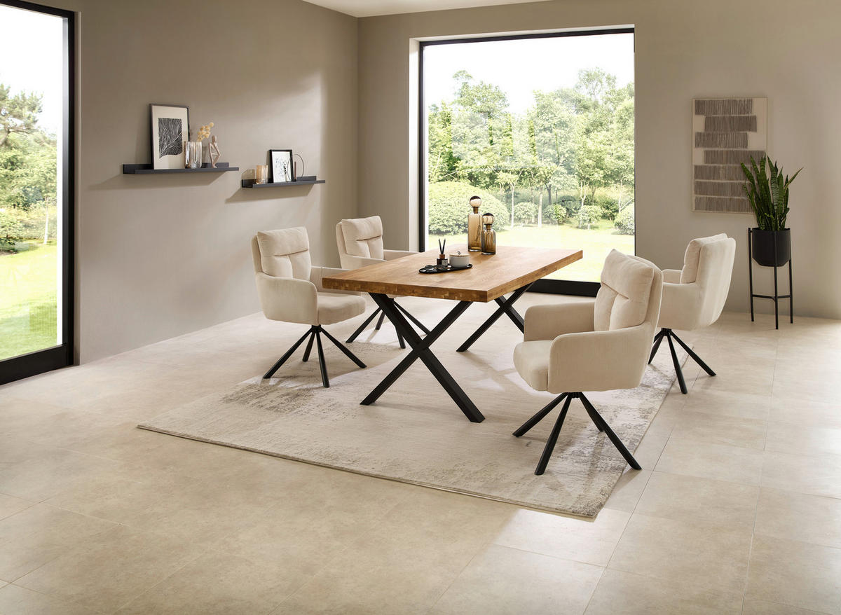 ESSTISCH in Holz, Metall 180/100/76 cm  - Eichefarben/Schwarz, Modern, Holz/Metall (180/100/76cm) - Livetastic