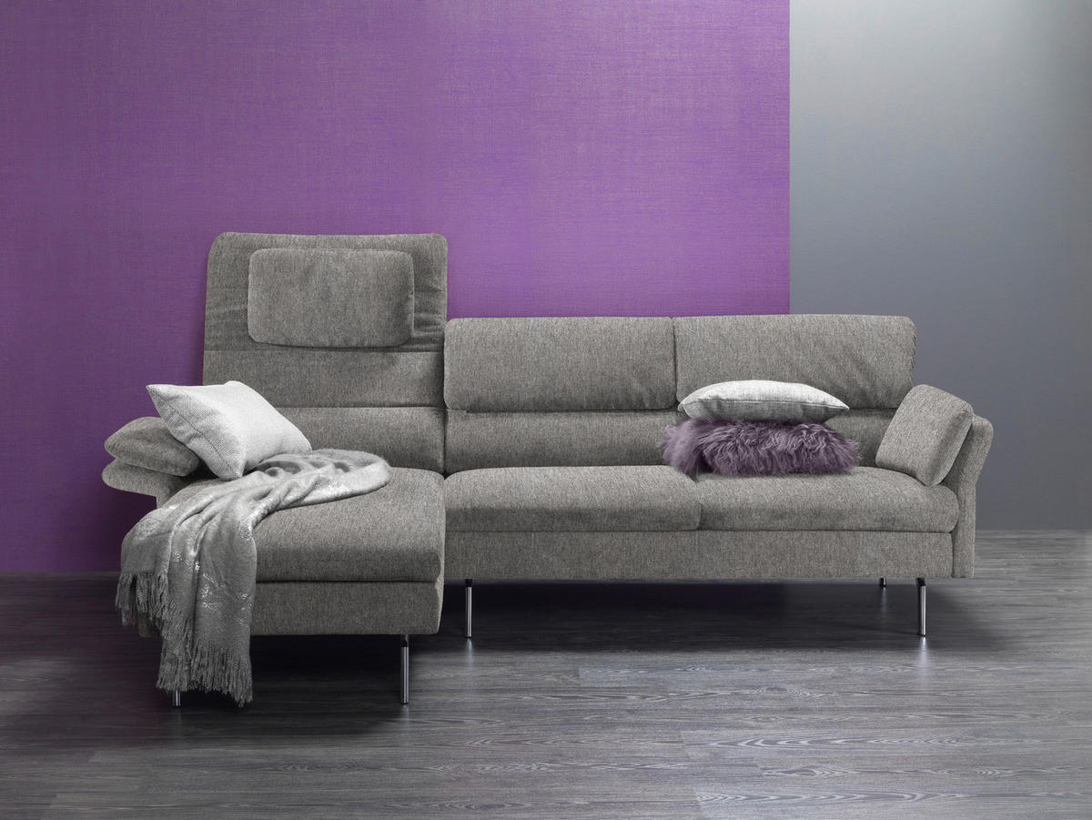 ECKSOFA in Schlammfarben  - Schlammfarben/Schwarz, Konventionell, Textil/Metall (159/261cm) - Horst AG