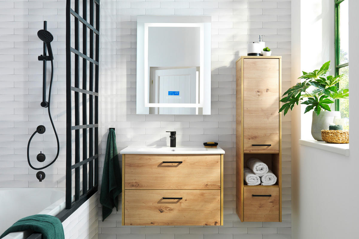 UMIVAL. ENOTA Z UMIVALNIKOM  - črna/bela, Design, leseni material/keramika (75cm) - Xora