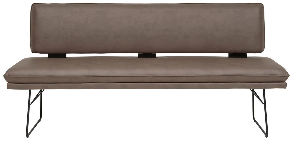 SITZBANK 195/91/65 cm Mikrofaser Braun, Schwarz Metall  - Schwarz/Braun, Design, Textil/Metall (195/91/65cm) - Dieter Knoll