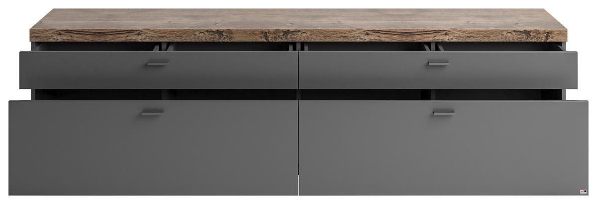 LOWBOARD  in 210/58,7/43,8 cm  - Eichefarben/Grau, Design, Holzwerkstoff/Metall (210/58,7/43,8cm) - SetOne by Musterring