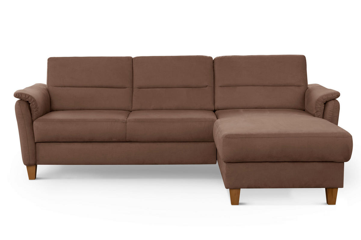 ECKSOFA PALMERA V Braun Mikrofaser  - Eichefarben/Braun, KONVENTIONELL, Holz/Textil (244/163cm) - Sit & More