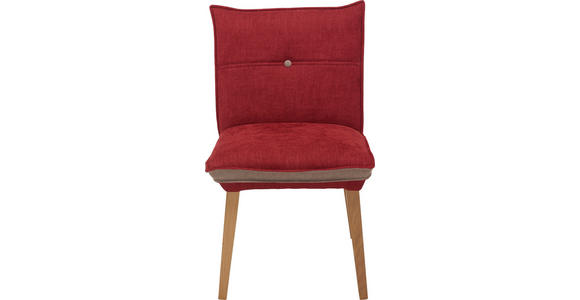 STUHL in Holz, Textil Grau, Rot, Eichefarben - Eichefarben/Rot, KONVENTIONELL, Holz/Textil (54/86/61cm) - Voleo