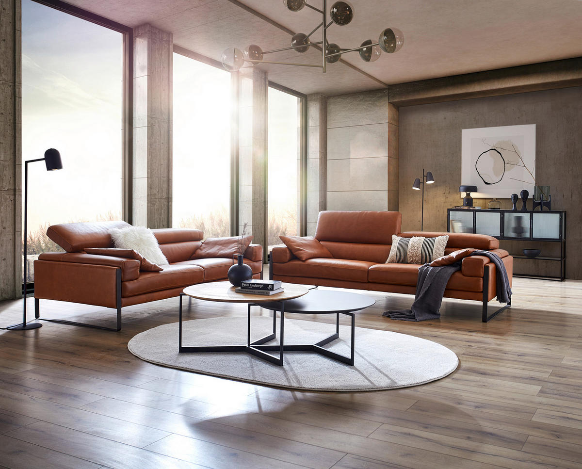 SOFA SA 2,5 SEDIŠTA 202/67/105 cm , tamnobraon  - tamnobraon, Dizajnerski, koža/metal (202/67/105cm) - Calia Italia