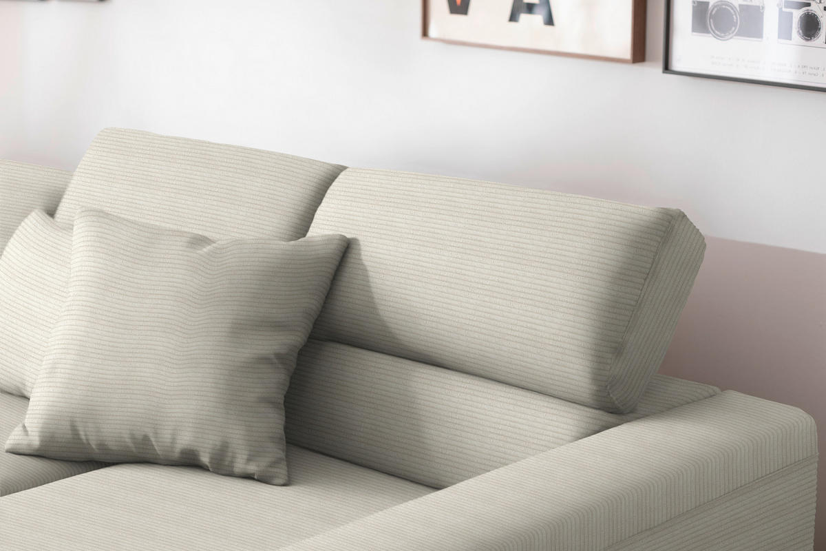 ECKSOFA  in Cord Naturfarben  293/215-217 cm  - Schwarz/Naturfarben, Design, Textil/Metall (293/215-217cm) - Schöner Wohnen