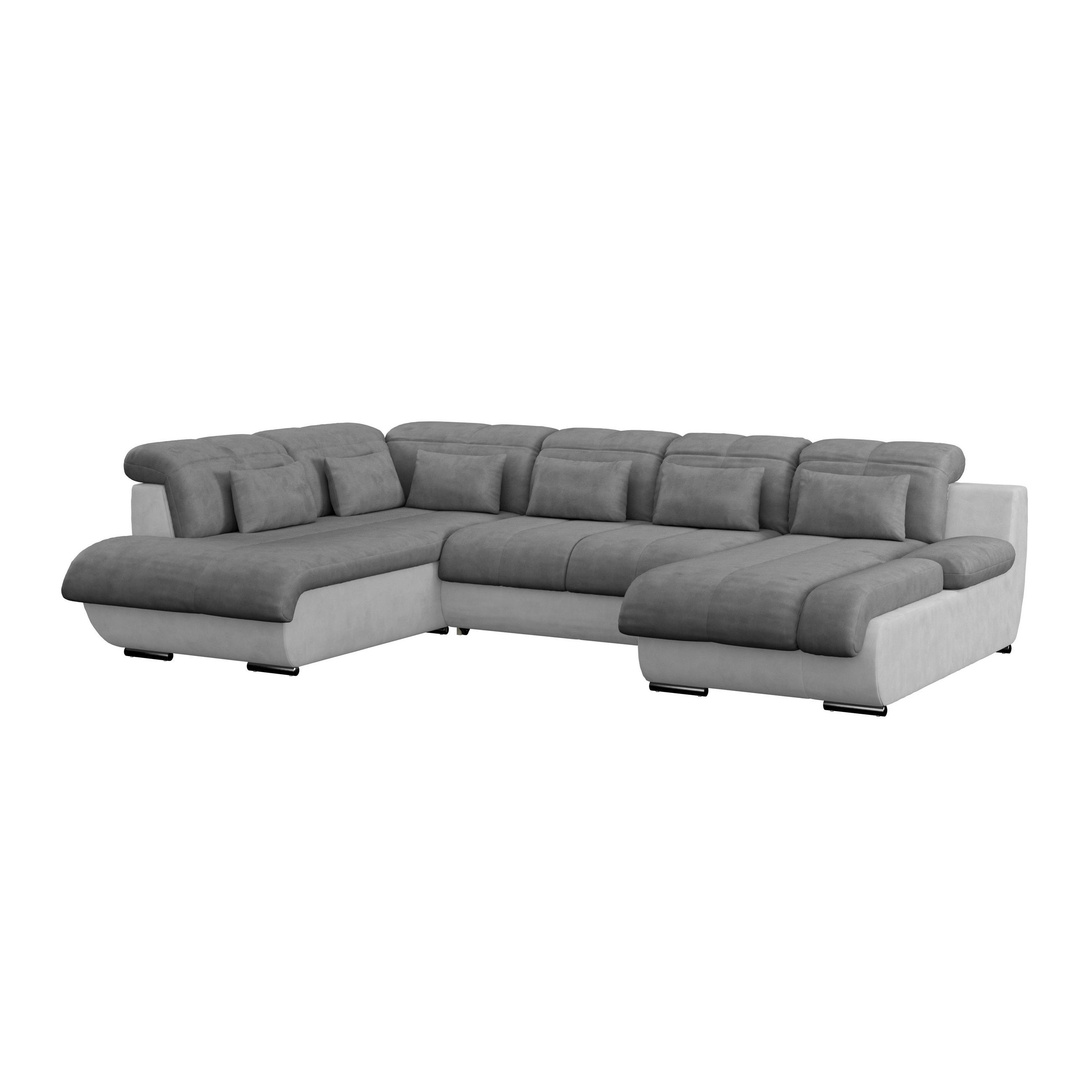 WOHNLANDSCHAFT Hellgrau, Dunkelgrau Mikrofaser  - Chromfarben/Dunkelgrau, MODERN, Textil/Metall (228/345/184cm) - MID.YOU
