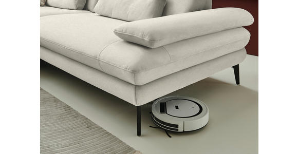 ECKSOFA  in Chenille, Flachgewebe Naturfarben  180/284 cm  - Schwarz/Naturfarben, Design, Textil/Metall (180/284cm) - Dieter Knoll