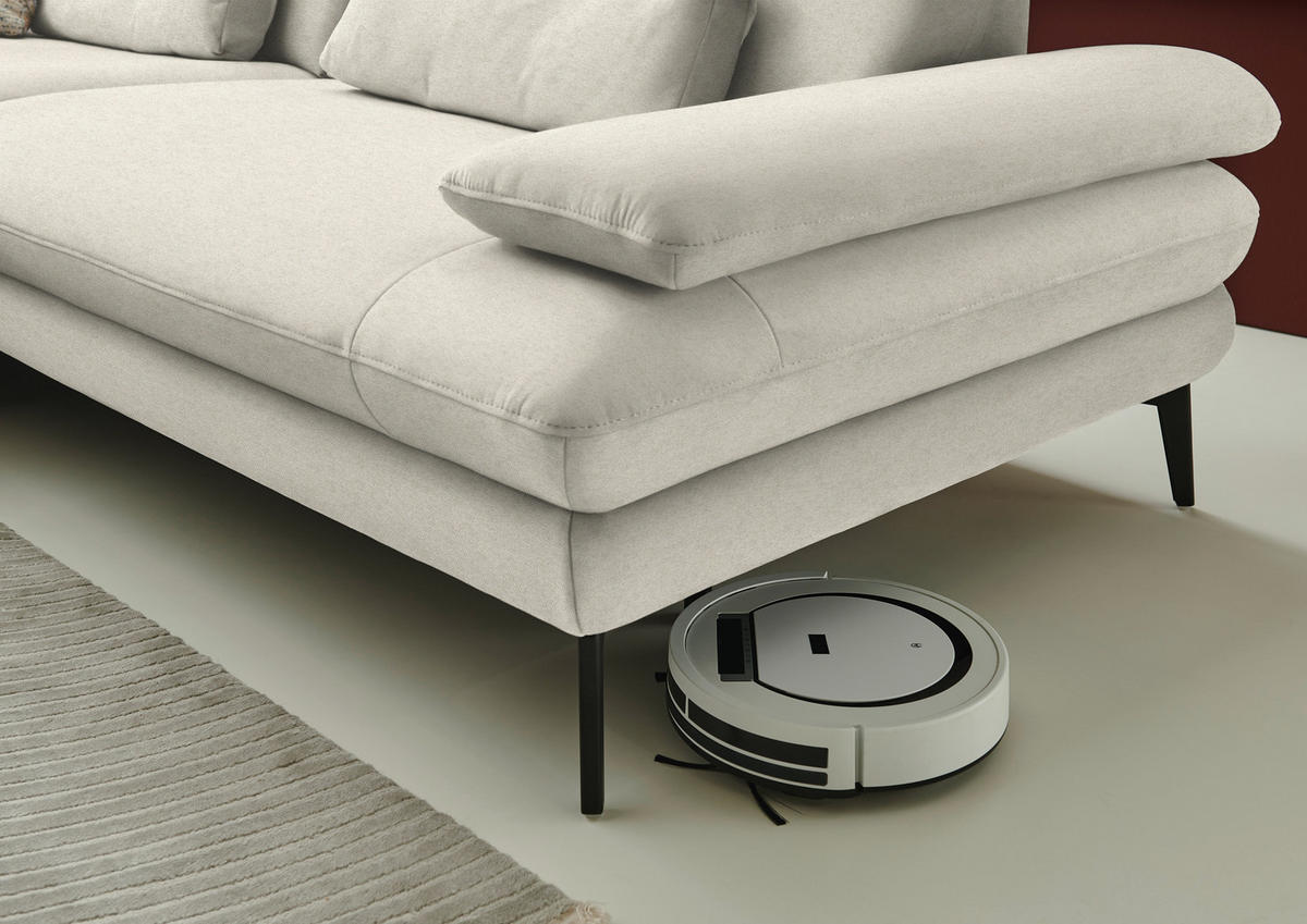 ECKSOFA Chenille, Flachgewebe Naturfarben  - Schwarz/Naturfarben, Design, Textil/Metall (180/284cm) - Dieter Knoll