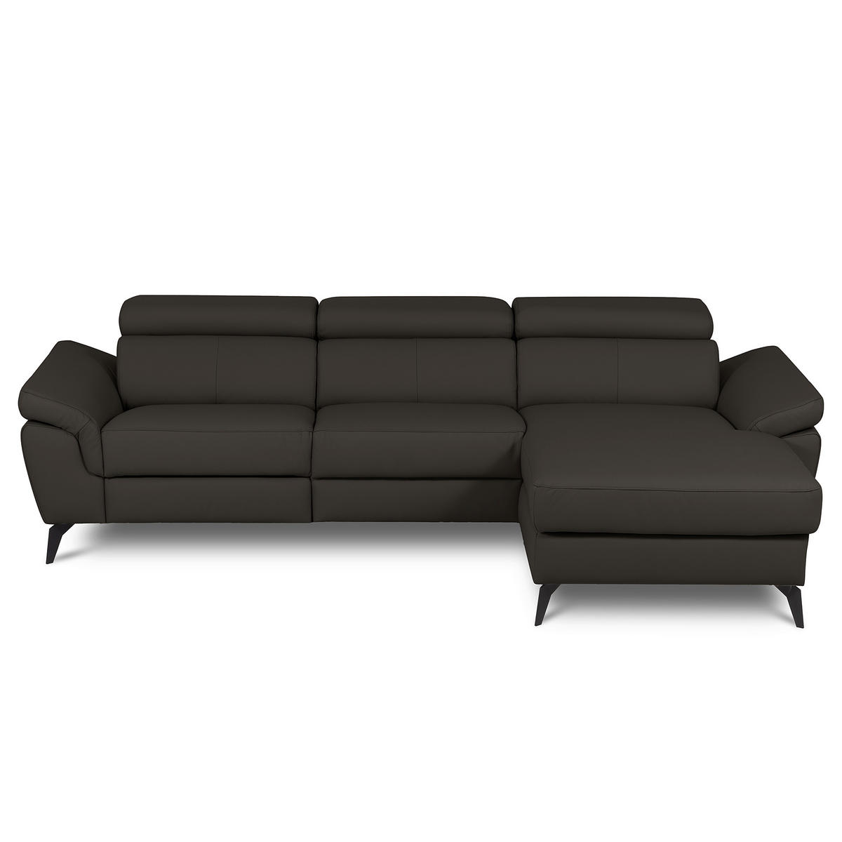 ECKSOFA Dunkelbraun Echtleder Lederlook Bettkasten, Schlaffunktion, Rücken echt, Armteilverstellung, Kopfteilverstellung  - Dunkelbraun/Schwarz, Design, Leder/Textil (252/179cm) - Livetastic