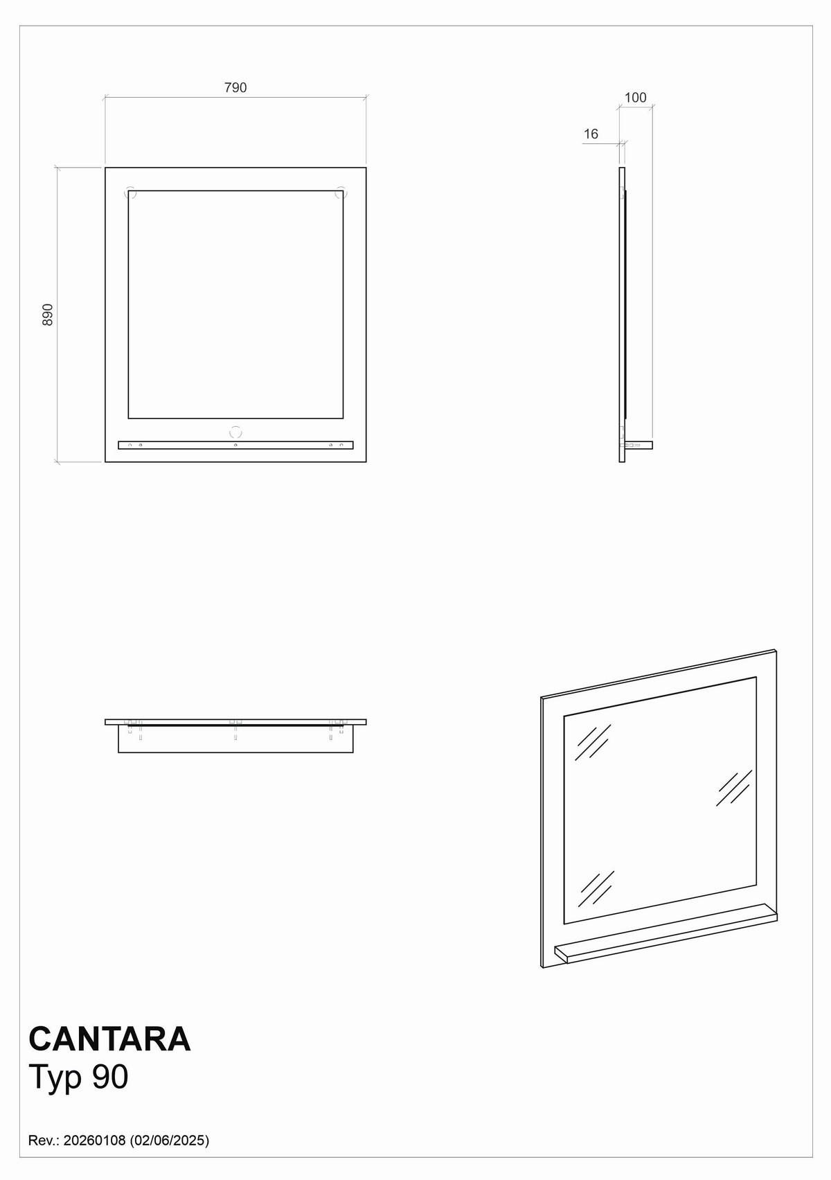 WANDSPIEGEL 79/89/10 cm    in rechteckig  - Eichefarben/Anthrazit, MODERN, Glas/Holzwerkstoff (79/89/10cm) - MID.YOU