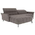 ECKSOFA Taupe Flachgewebe Rücken echt, Kopfteilverstellung, Sitztiefenverstellung  - Taupe/Schwarz, KONVENTIONELL, Textil/Metall (175/272cm) - Carryhome