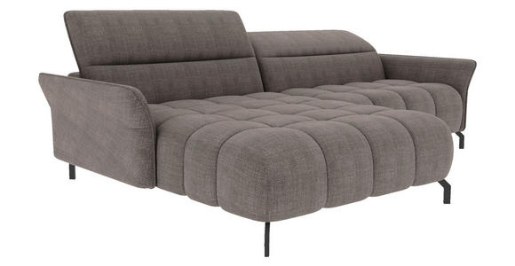 ECKSOFA Taupe Flachgewebe Rücken echt, Kopfteilverstellung, Sitztiefenverstellung  - Taupe/Schwarz, KONVENTIONELL, Textil/Metall (175/272cm) - Carryhome