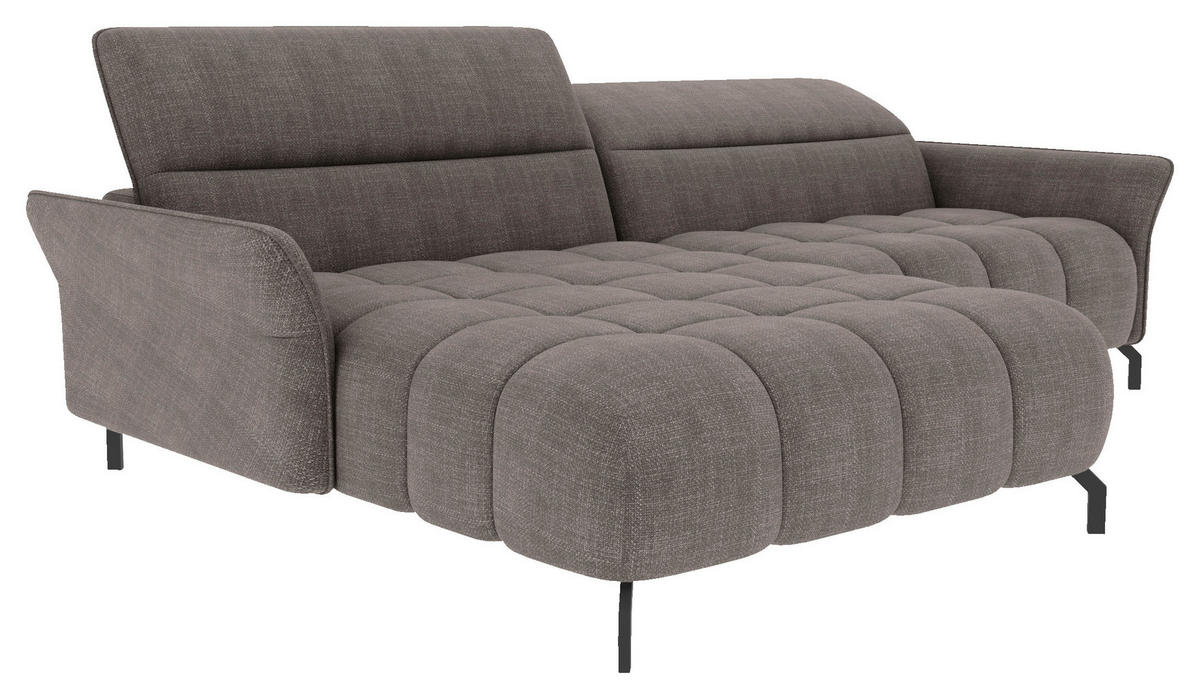 ECKSOFA Taupe Flachgewebe Rücken echt, Kopfteilverstellung, Sitztiefenverstellung  - Taupe/Schwarz, KONVENTIONELL, Textil/Metall (175/272cm) - Carryhome