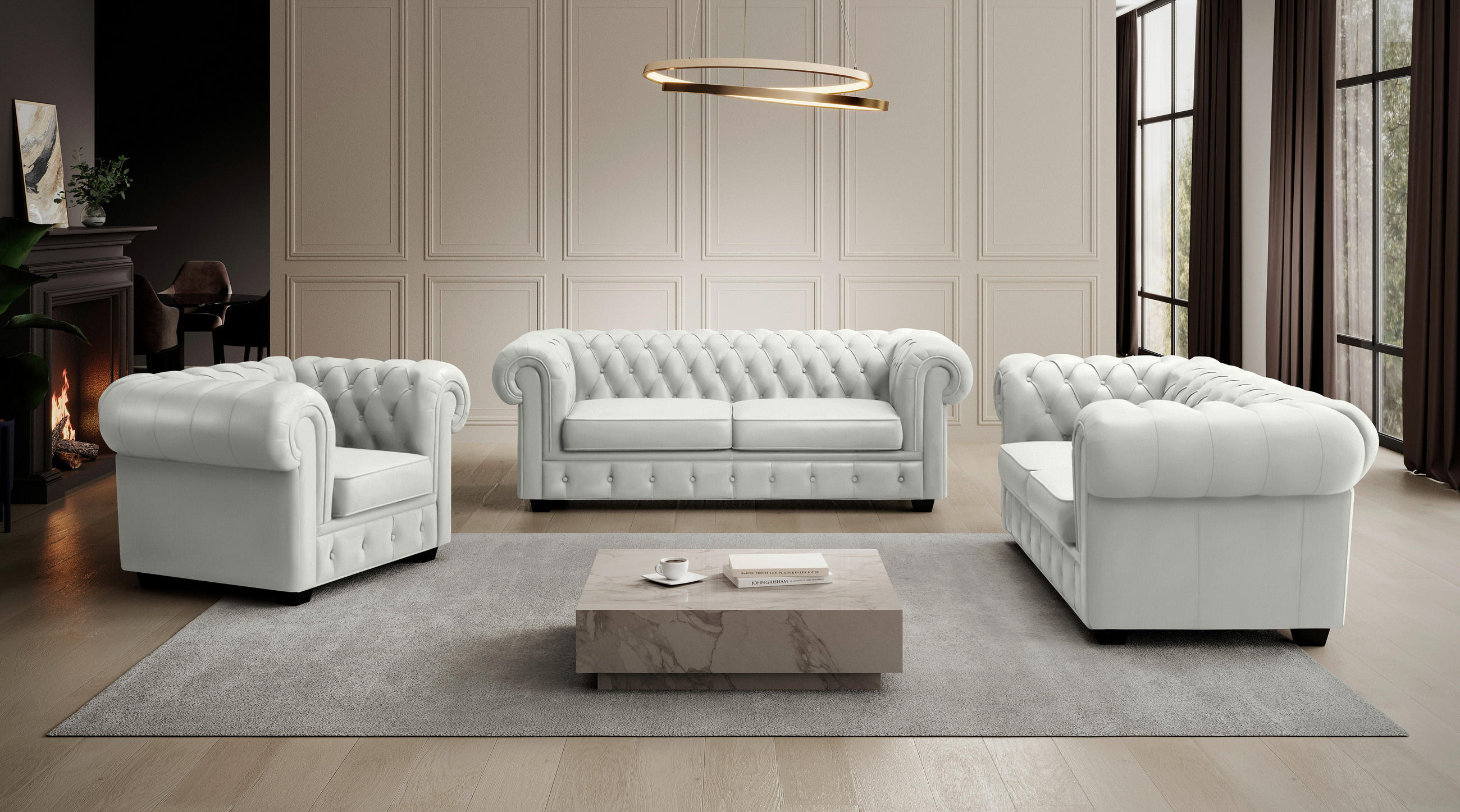CHESTERFIELD-SESSEL - Wengefarben/Naturfarben, LIFESTYLE, Holz/Textil (115/76,5/96cm) - Landscape