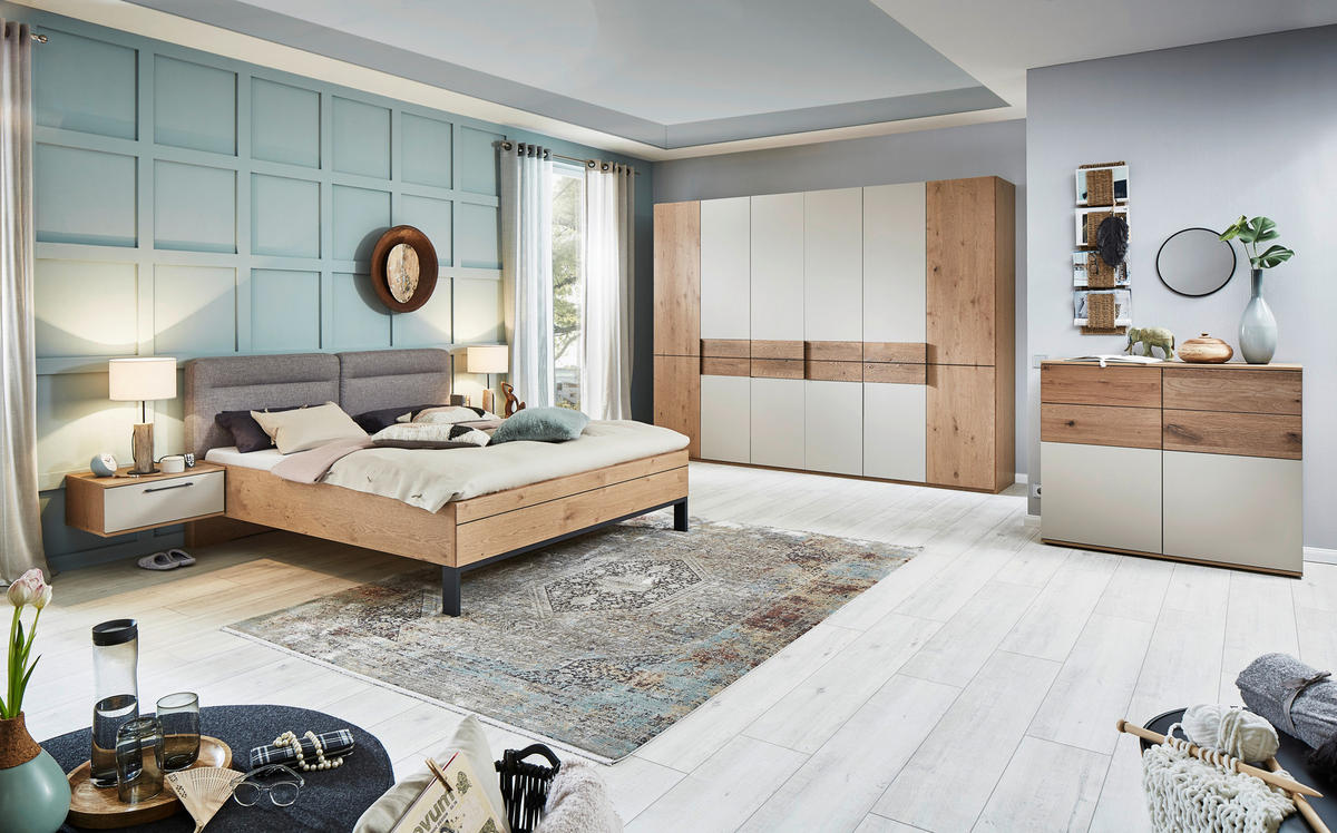 BETTANLAGE 180/200 cm  in Anthrazit, Grau, Taupe, Eichefarben   - Taupe/Eichefarben, Konventionell, Holzwerkstoff/Textil (180/200cm) - Dieter Knoll