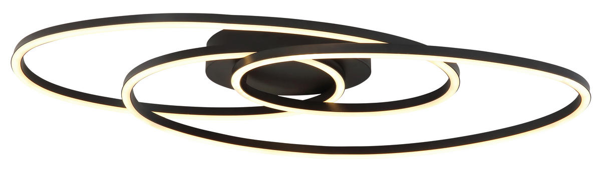 LED-DECKENLEUCHTE Spira 68/25/7 cm  - Opal/Schwarz, Design, Kunststoff/Metall (68/25/7cm) - Globo