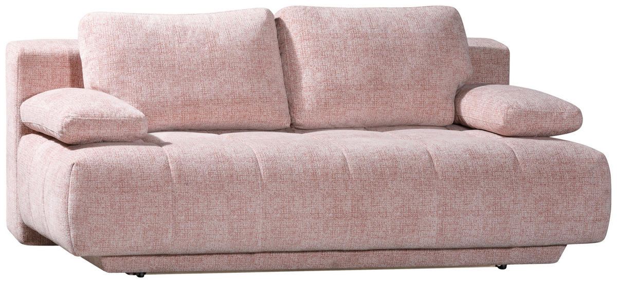 SCHLAFSOFA  mit Bettkasten erhältlich, Stoffauswahl, Schlafen auf Sitzhöhe, Bettfunktion erhältlich Flachgewebe Rosa  - Schwarz/Rosa, Design, Kunststoff/Textil (206/94/106cm) - Novel