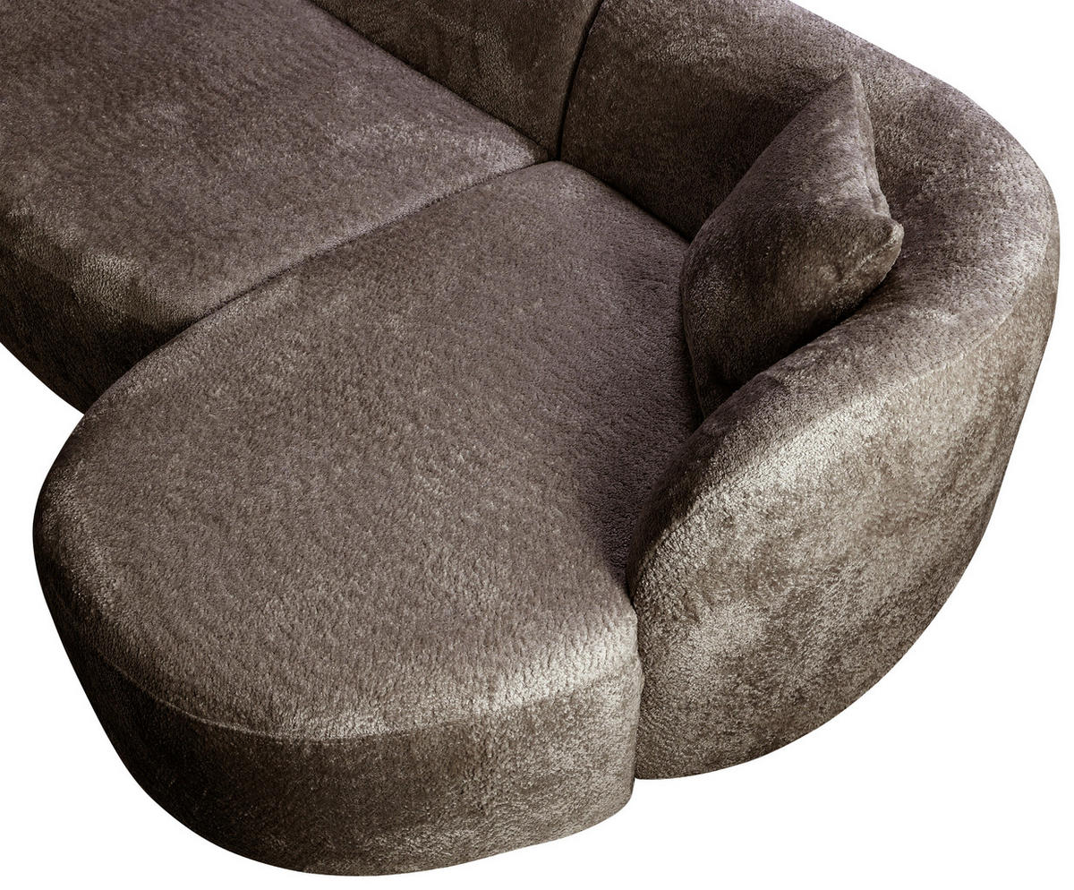 ECKSOFA in Bouclé Braun  - Schwarz/Braun, Design, Kunststoff/Textil (143/264cm) - MID.YOU