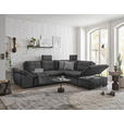 ECKSOFA  in Mikrovelours Grau  - Schwarz/Grau, KONVENTIONELL, Kunststoff/Textil (265/217cm) - Carryhome